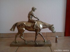 Krómozott ón Lovasszobor  53x44 cm